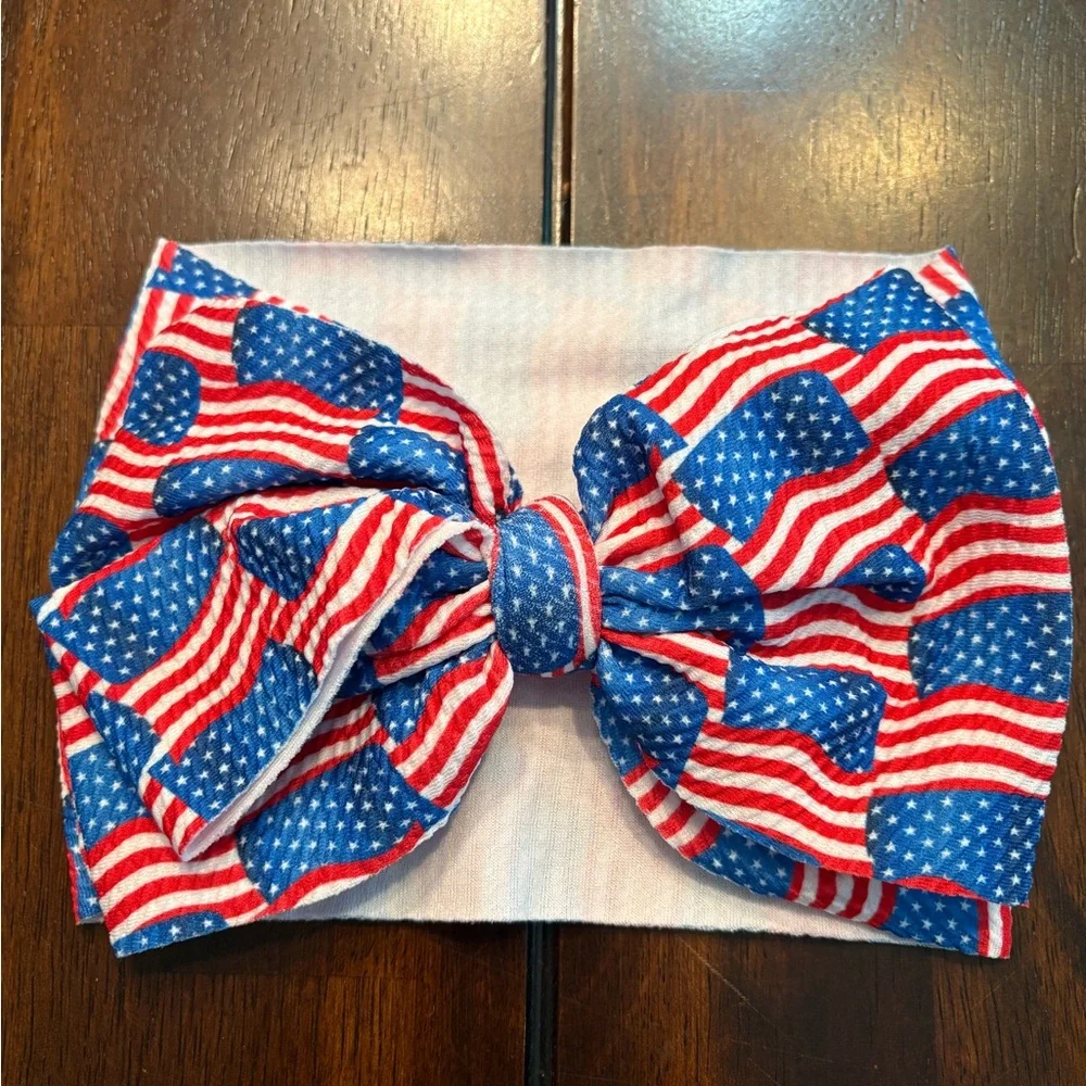 Patriotic American Flag Hair Bow Headband